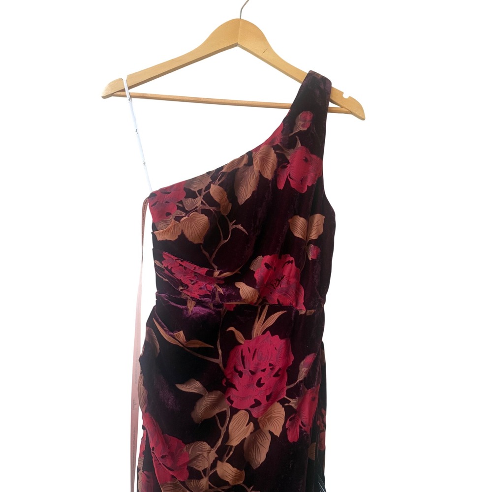 Lulu's Velvet Floral One Shoulder Maxi Dress‎ XS NWT Lace Formal Elegant Fitted - Picture 4 of 11